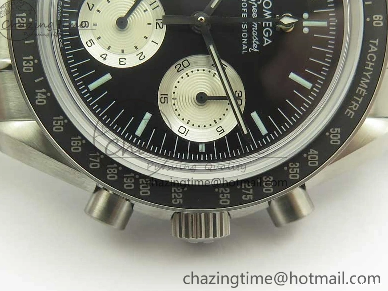 1225 ComfortFit Speedmaster SS “Speedy Tuesday” OMF Best Edition Black Dial on SS Bracelet Manual Winding Chrono Movement 7994